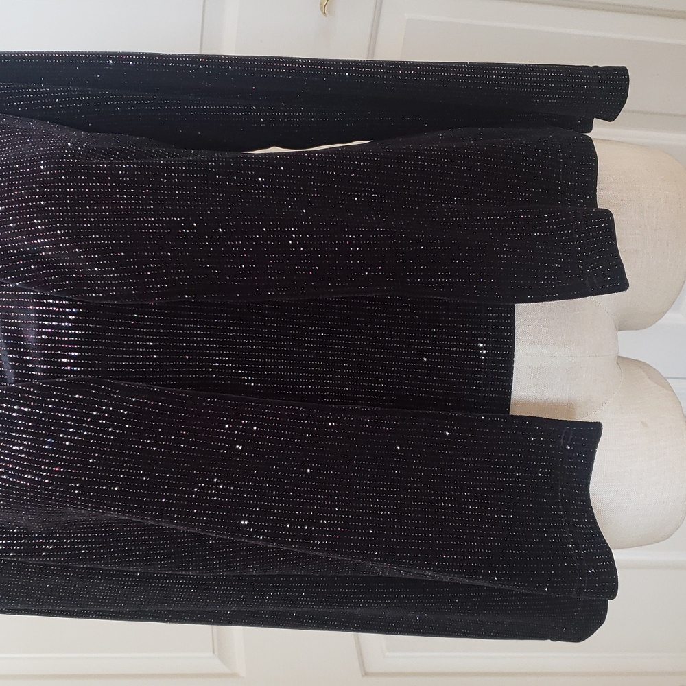 Vintage 80s Ronni Nicole Black Velvet Metallic Shimmer Twinset Cardigan PS - Picture 13 of 15